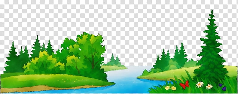 natural landscape nature green vegetation sky, Watercolor, Paint, Wet Ink, Theatrical Scenery, Water Resources, Tree transparent background PNG clipart