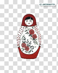China Doll, white and red floral Russian doll illustration transparent background PNG clipart