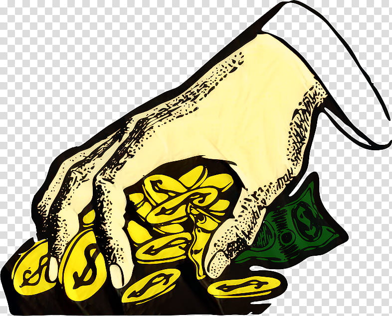 Money, TAKE, Cartoon, Drawing, Yellow, Hand transparent background PNG clipart