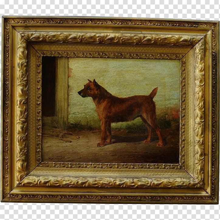 Brown Background Frame, Irish Terrier, Painting, St Bernard, Oil Painting, Breed, Frames, Portrait transparent background PNG clipart