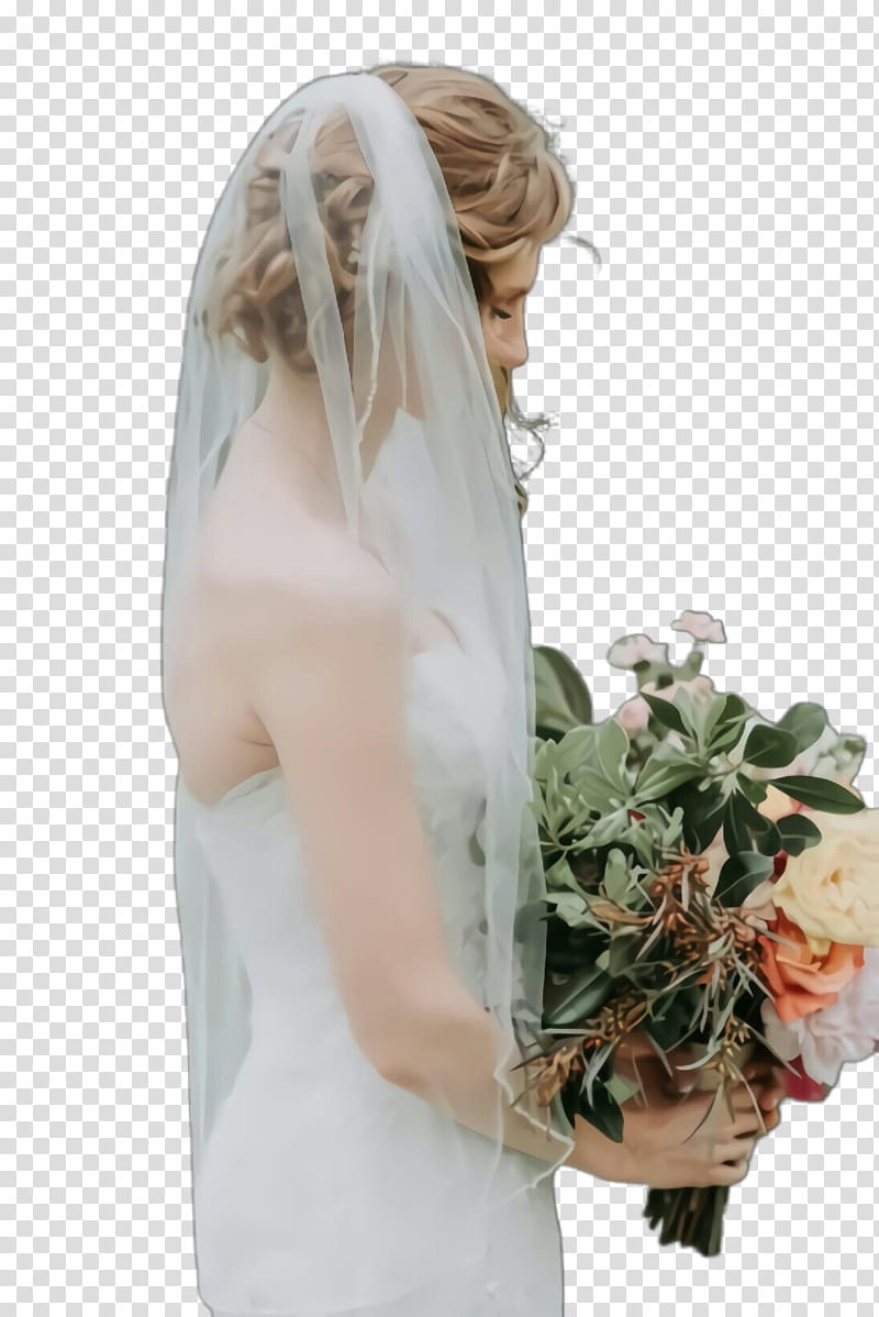 Wedding dress, Veil, Bridal Veil, Bride, Bridal Accessory, Flower, Bouquet, Plant transparent background PNG clipart