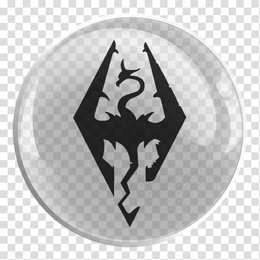 Skyrim Glass Icon , Skyrim, round black winged dragon art transparent background PNG clipart