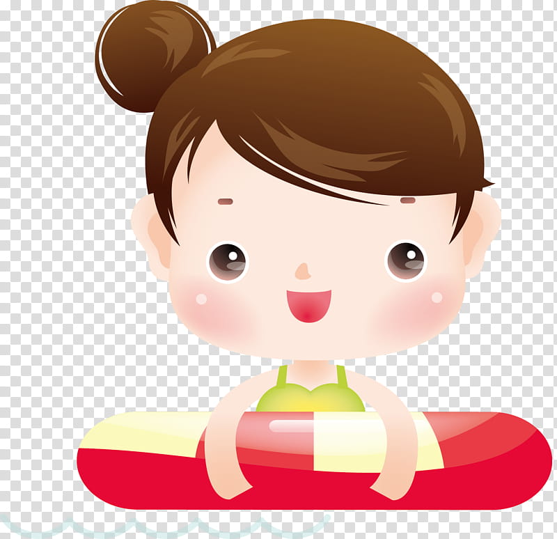 Girl, Swimming, Cartoon, Child, Pink, Nose, Cheek, Brown Hair transparent background PNG clipart