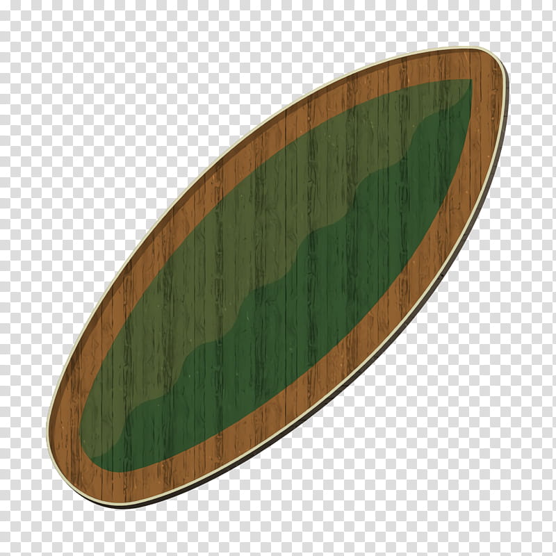 Surfboard icon Tropical icon Beach icon, Green, Leaf, Surfing Equipment, Tableware transparent background PNG clipart