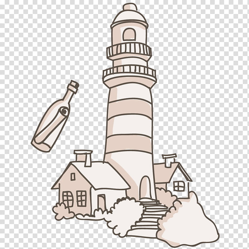 House, Cartoon, Line Art, Lighthouse, Tower, Architecture, Roof transparent background PNG clipart