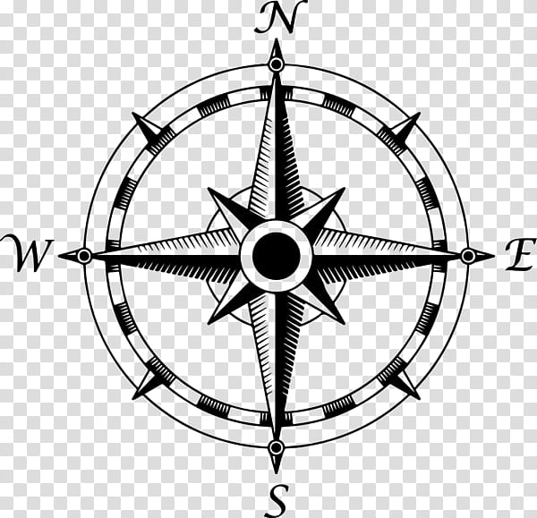 Compass Rose Black And White Compass Transparent Background Png