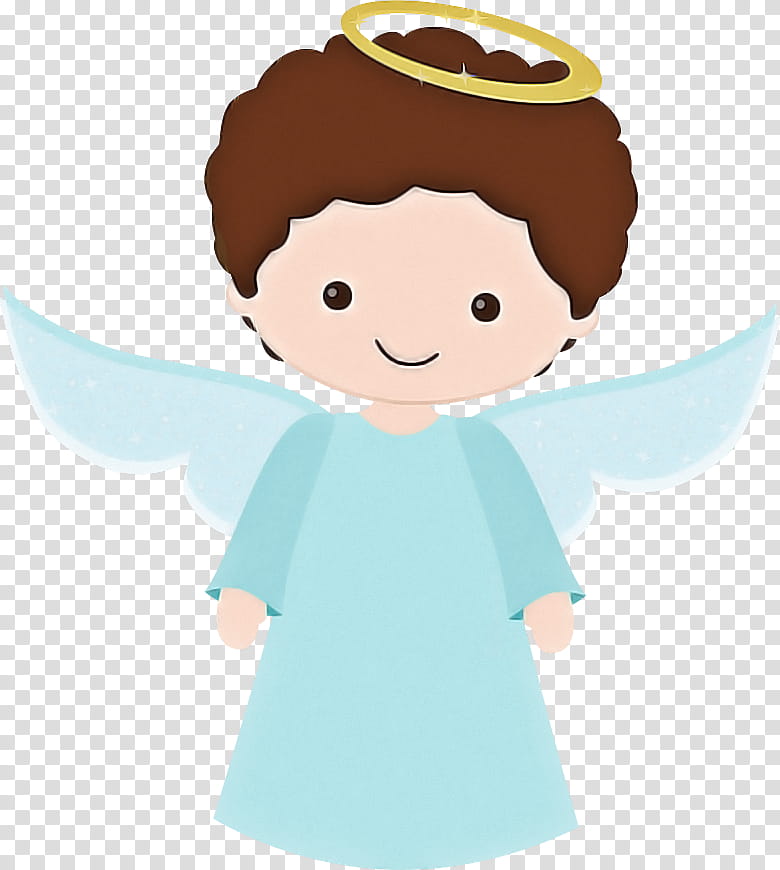 cartoon angel brown hair smile child, Cartoon transparent background PNG clipart