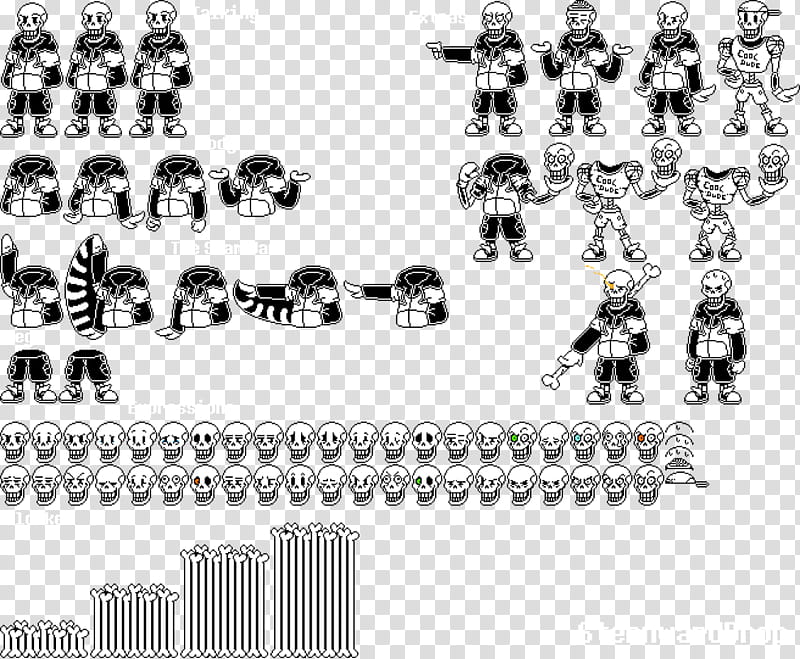 [TS!UnderSwap] Papyrus (Sprite Sheet), black characters illustration transparent background PNG clipart