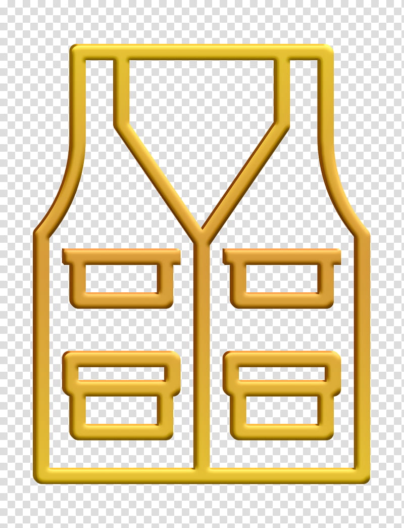 Clothes icon Vest icon, Yellow, Line transparent background PNG clipart