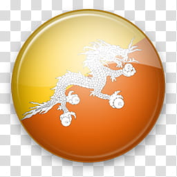 Asia Win, round orange and yellow flag with dragon art transparent background PNG clipart