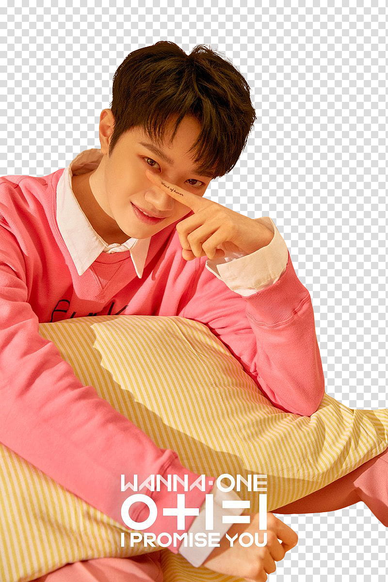 WANNA ONE I PROMISE YOU PART , man wearing pink long-sleeved shirt transparent background PNG clipart