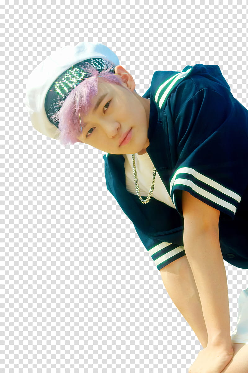 CHENLE NCT DREAM We Young, man wearing black top and white hat transparent background PNG clipart
