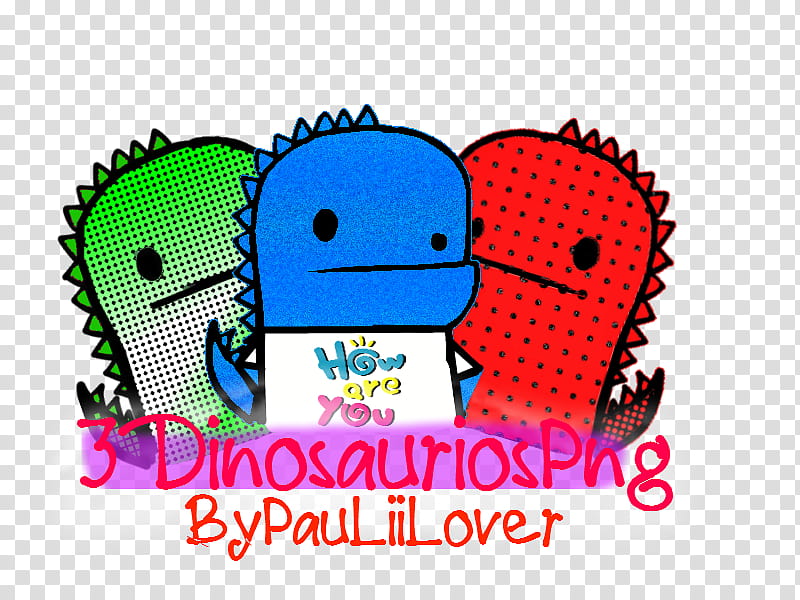 Dinosaurios, three dinosaur cartoon characters transparent background PNG clipart
