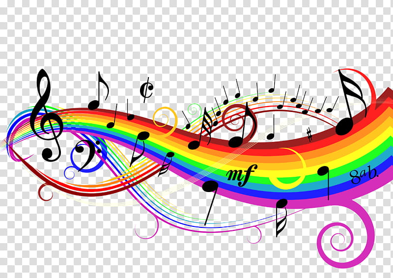 colorful music notes on a staff