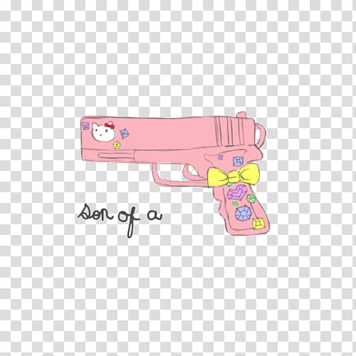 #, pink Hello Kitty-themed pistol illustration transparent background PNG clipart