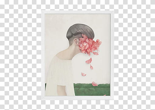 frame , person in white top and pink flowers on face painting transparent background PNG clipart