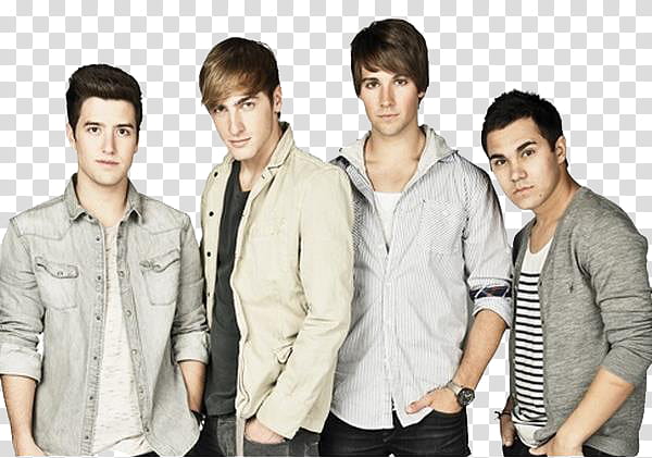 Big Time Rush , four men standing and looking straight transparent background PNG clipart
