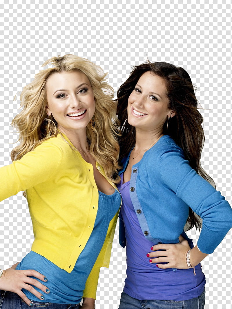 Aly y Ashley Tisdale , two women holder their hips transparent background PNG clipart