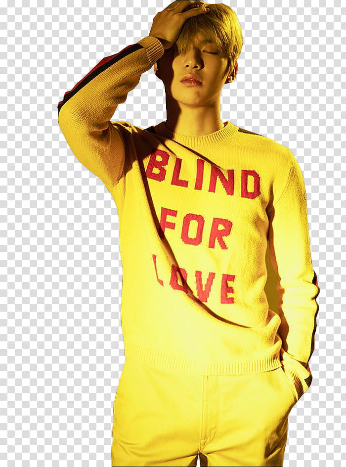 KANG DANIEL WANNA ONE , man wearing yellow sweater transparent background PNG clipart