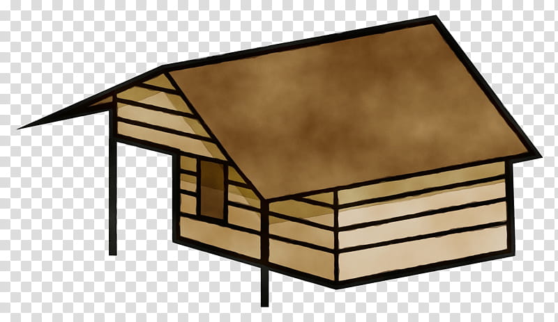 shed roof house table home, Watercolor, Paint, Wet Ink, Log Cabin, Wood, Hut, Furniture transparent background PNG clipart