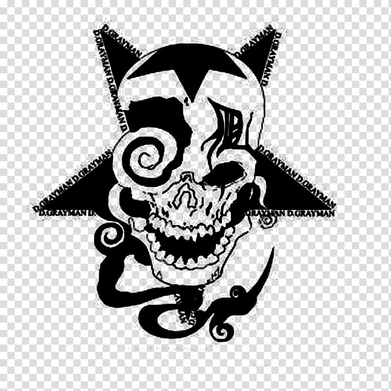 D gray man brush v, skull and snaker logo transparent background PNG clipart