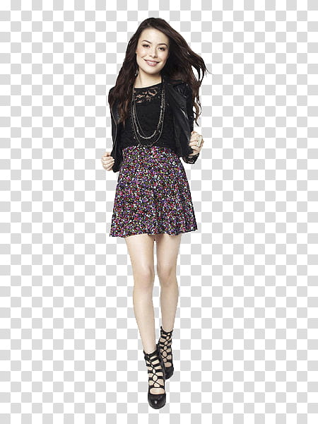 iCarly, smiling woman holding her black jacket while standing transparent background PNG clipart