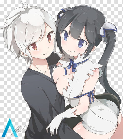 Danmachi Bell X Hestia Render, man and woman anime transparent background PNG clipart
