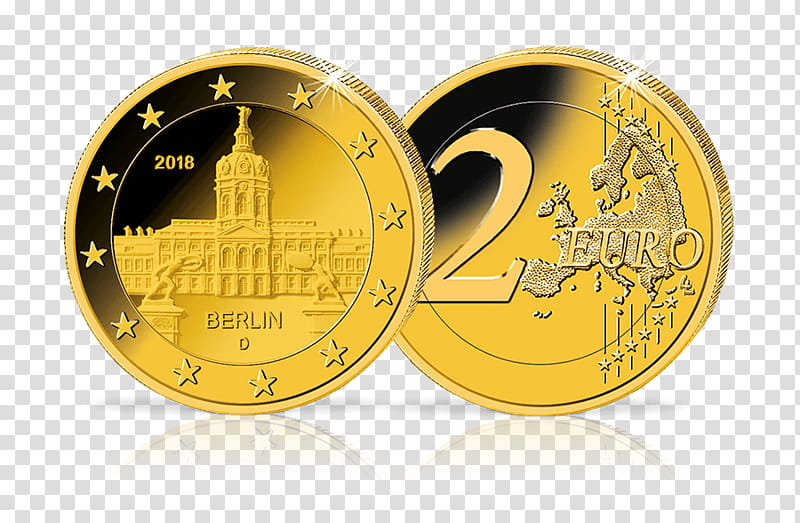 Gold Coin, Brandenburg Gate, 2 Euro Coin, Euro Coins, Charlottenburg Palace, Commemorative Coin, Silver, German Language transparent background PNG clipart