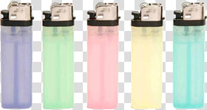 Lighters s, five assorted-color disposable lighters transparent background PNG clipart thumbnail