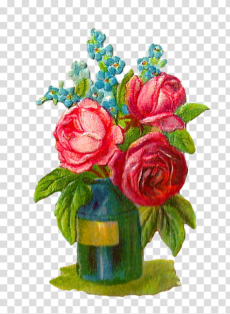 Spring Vintage s, red roses in vase transparent background PNG clipart