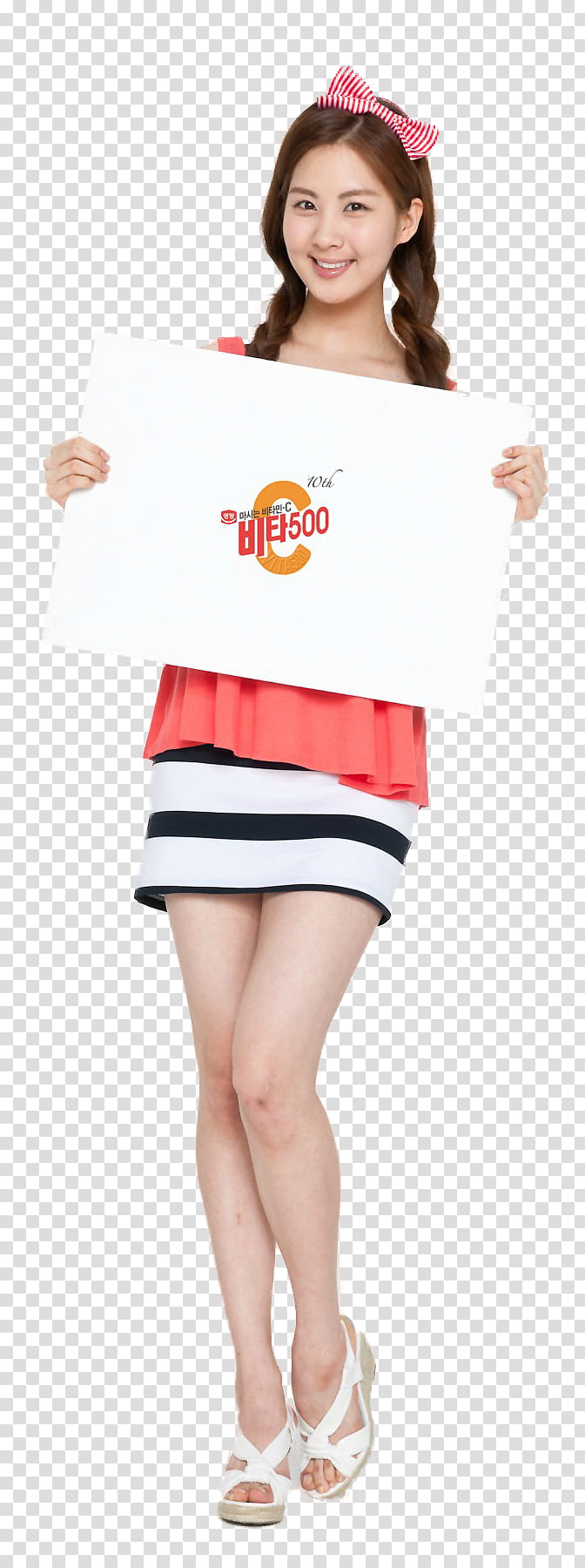 Seohyun SNSD, woman holding white board and white and black skirt transparent background PNG clipart