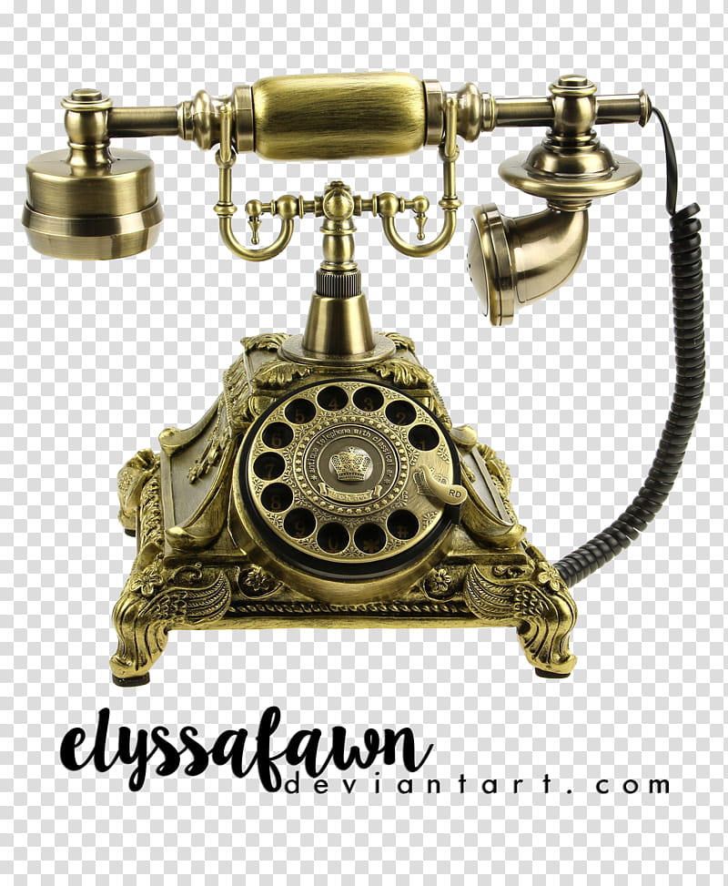 BRONZE PHONE, brass-colored candlestick telephone transparent background PNG clipart