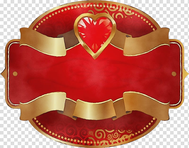 red heart fashion accessory buckle emblem, Watercolor, Paint, Wet Ink, Symbol, Belt Buckle transparent background PNG clipart
