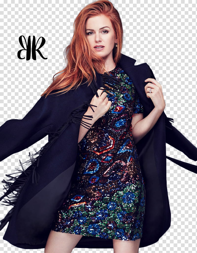ISLA FISHER, woman wearing blue coat transparent background PNG clipart