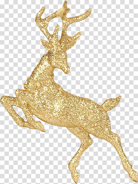 Christmas , glittered gold stag illustration transparent background PNG clipart
