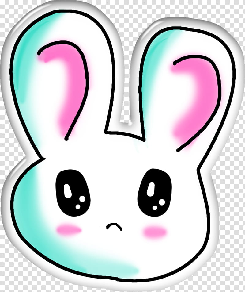 Cute, white, pink, and blue rabbit art transparent background PNG clipart