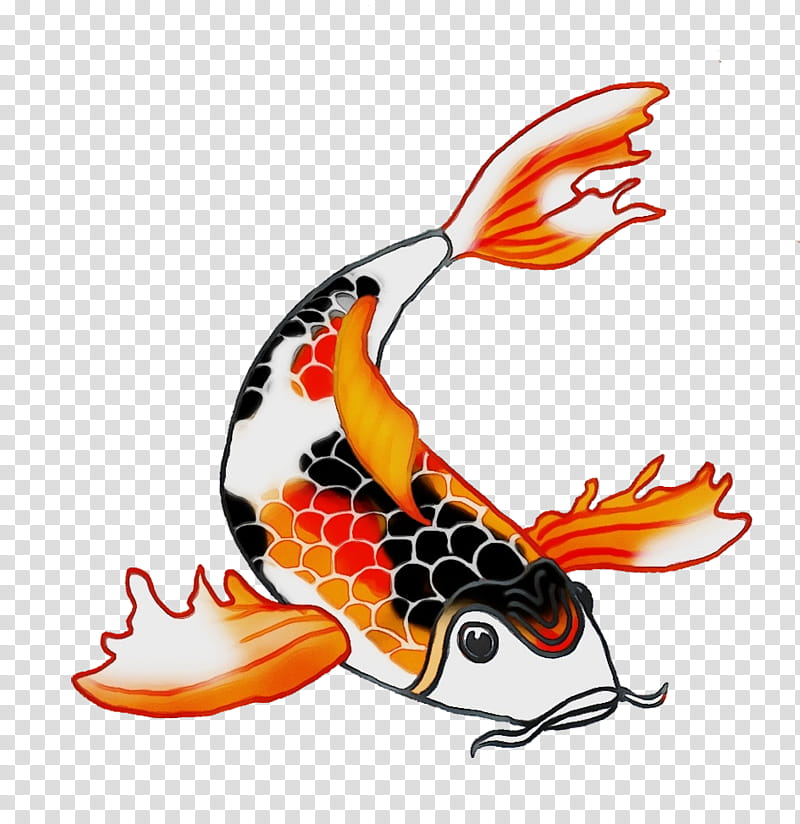 Orange, Watercolor, Paint, Wet Ink, Koi, Crayfish, Tail transparent background PNG clipart