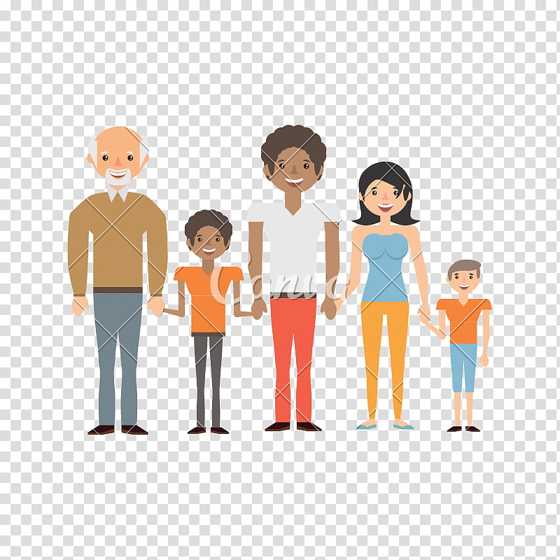 Семья очередь. Family holding hand illustration.