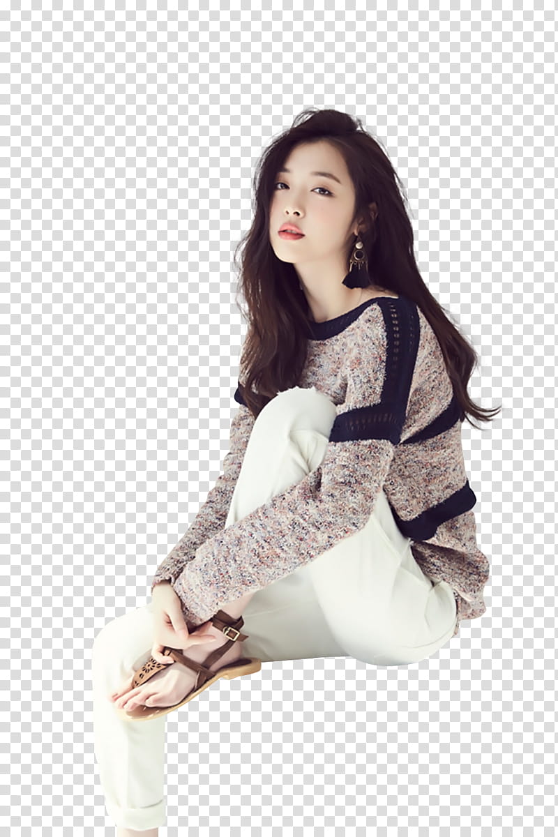 Sulli Thursday Island P, female Korean star posing for transparent background PNG clipart