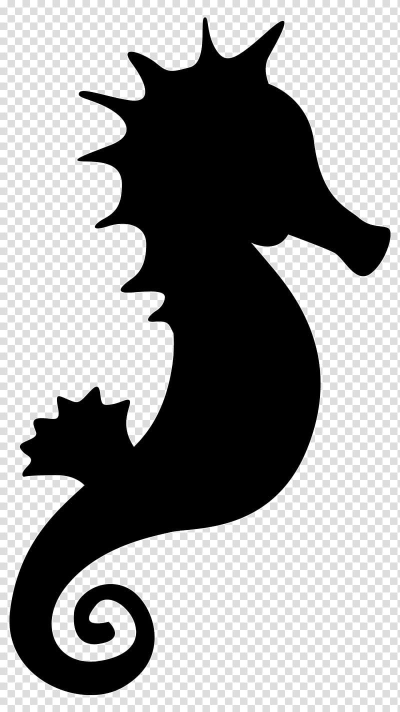 Cat Silhouette, Black White M, Seahorse, Character, Tail, Fish, Blackandwhite transparent background PNG clipart