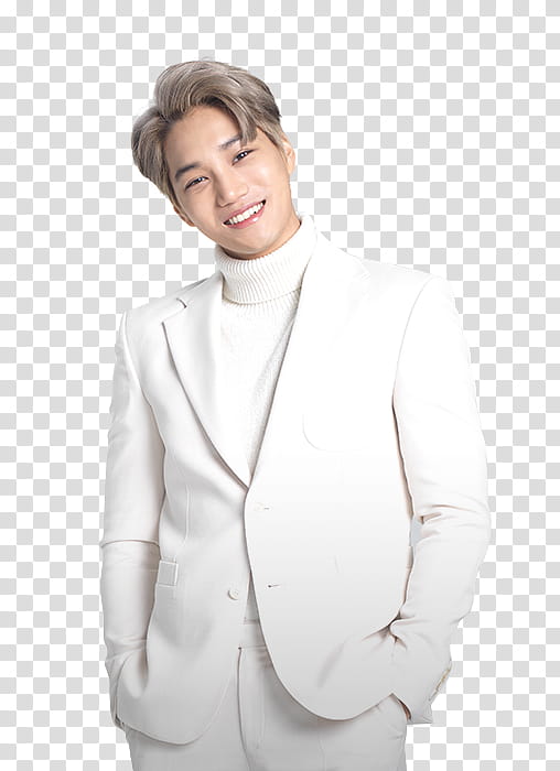 EXO LotteDutyFree P, smiling man wearing white suit jacket transparent background PNG clipart
