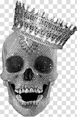 Diamond, silver-colored skull close-up transparent background PNG clipart