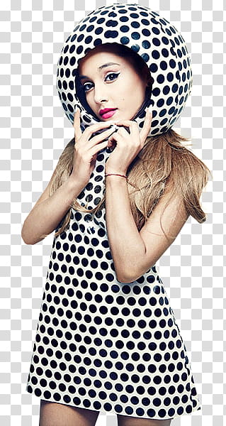 Mini de Recursos, Ariana Grande wearing black and white polka-dot mini dress transparent background PNG clipart