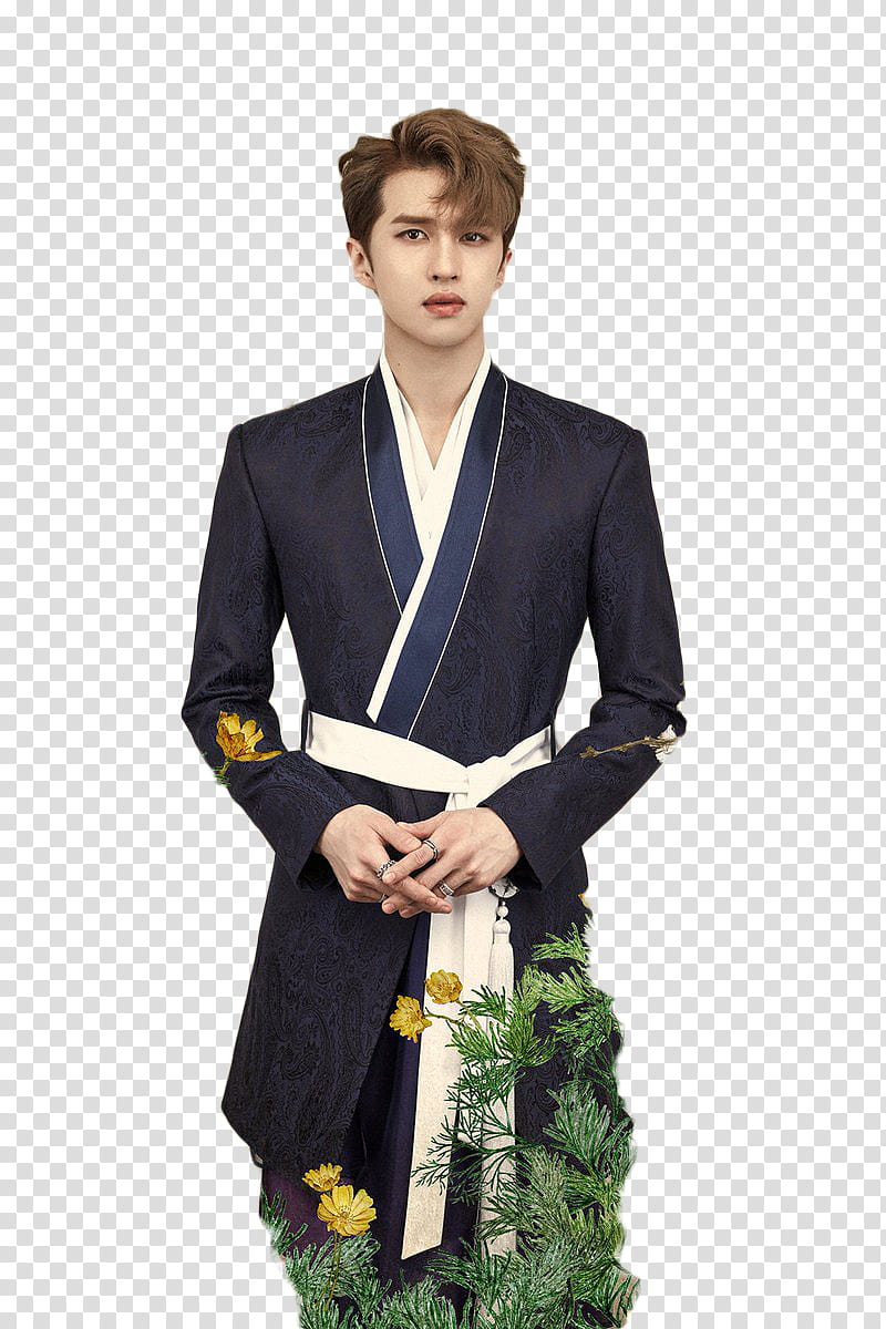 VIXX Shangri La RENDER , man in black kimono transparent background PNG clipart