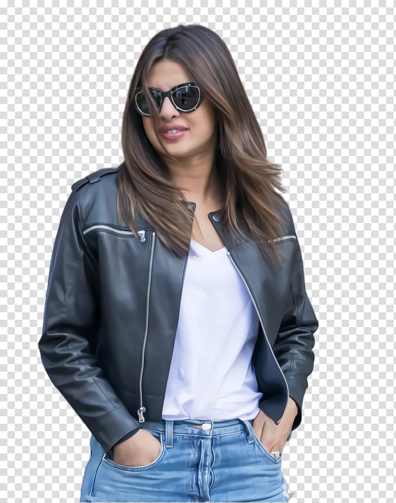 Sunglasses, Priyanka Chopra, Indian, Actress, Leather Jacket, Leather Jacket M, Sleeve, Shoulder transparent background PNG clipart