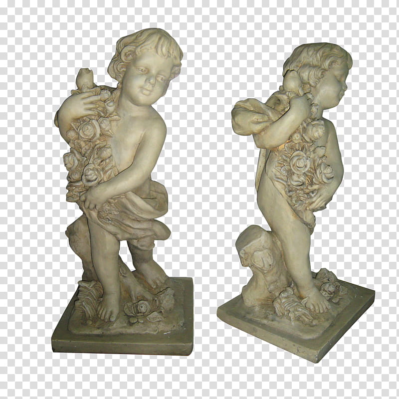 UNRESTRICTED Little Cherub Files, two gray ceramic boy standing figurines illustration transparent background PNG clipart