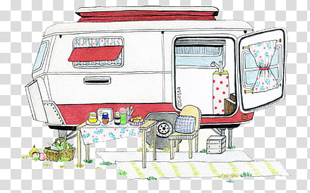 white camper trailer illustration transparent background PNG clipart