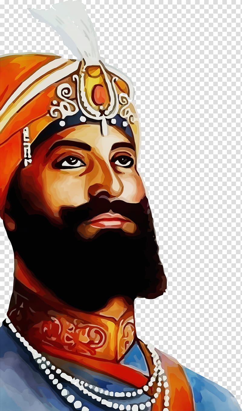 Moustache, Guru Gobind Singh Jayanti, Govind Singh, Watercolor, Paint, Wet Ink, Forehead, Facial Hair transparent background PNG clipart