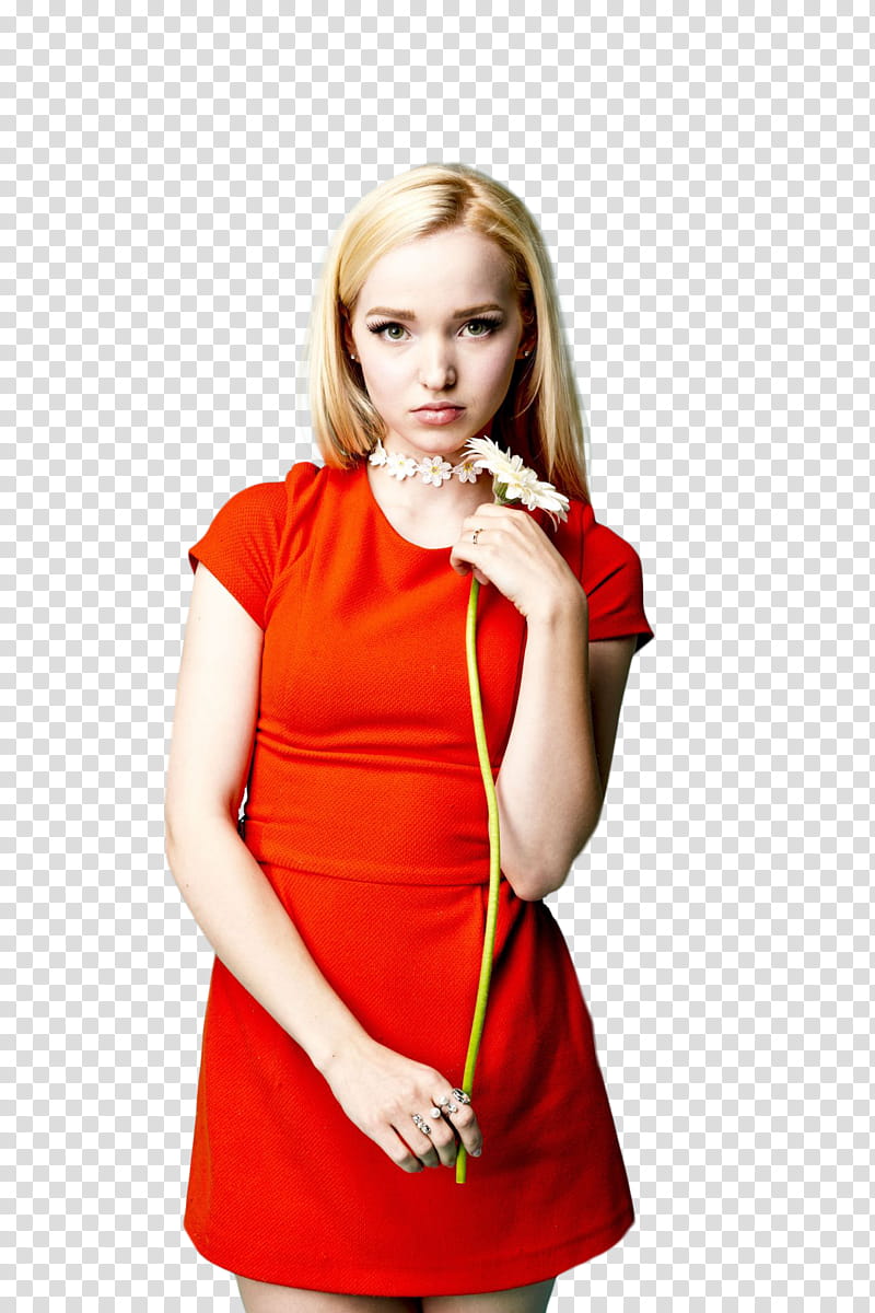 Dove Cameron, woman holding white flower transparent background PNG clipart