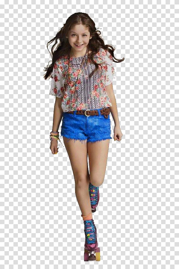 OO Soy Luna, smiling girl standing and using roller skates transparent background PNG clipart